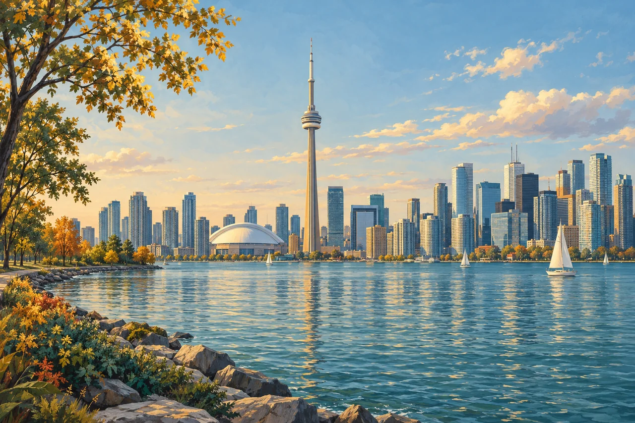Canada visas & permanent residence landscape illustration