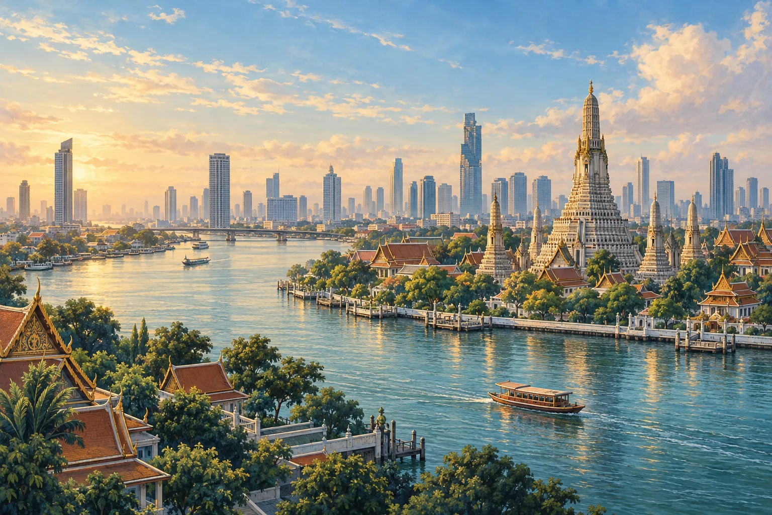 泰国目的地风景插画